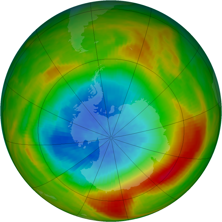 Antarctic ozone map for 19 October 1981